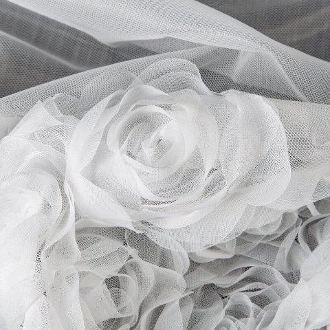 ZASŁONA GOTOWA ROSES 2 NA TAŚMIE 140 X 270 CM BIAŁY