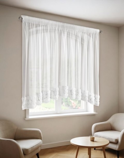 ZASŁONA GOTOWA ROSES 4 NA TAŚMIE 400 X 160 CM BIAŁY