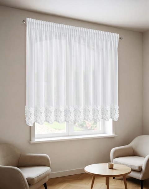 ZASŁONA GOTOWA ROSES 8 NA TAŚMIE 300 X 120 CM BIAŁY