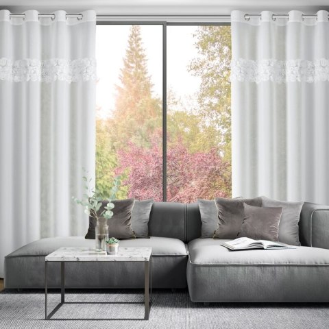 ZASŁONA GOTOWA ROSES 9 140 X 250 CM BIAŁY