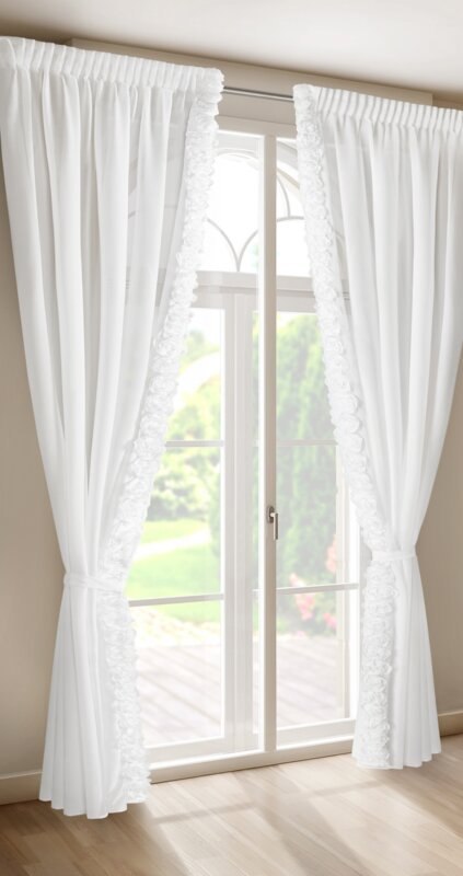 ZASŁONA GOTOWA ROSES NA TAŚMIE 140 X 270 CM BIAŁY