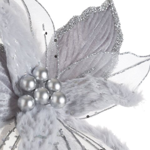 KWIAT ŚWIĄTECZNY 278 O 40 X 35 CM SREBRNY