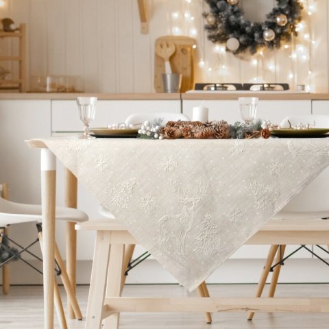 OBRUS ŚWIĄTECZNY 08 85 X 85 CM BEŻOWY