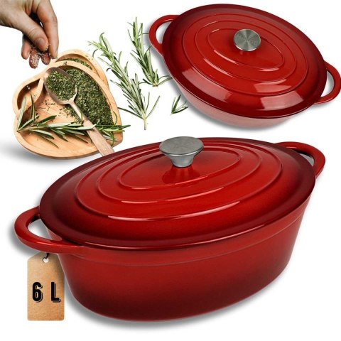 EMALIOWANA BRYTFANNA ŻELIWNA GĘSIARKA 6L HAGE CZERWONA