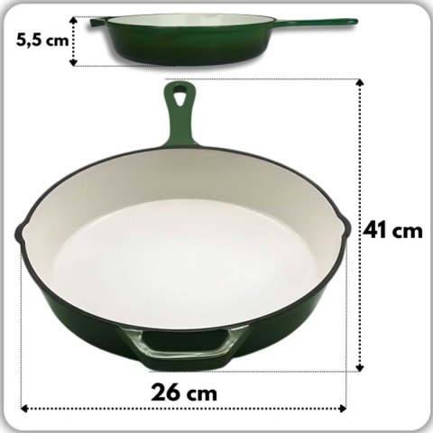 EMALIOWANA PATELNIA ŻELIWNA 26cm HAGE ZIELONA