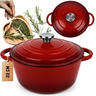 EMALIOWANY GARNEK ŻELIWNY 24cm 4L HAGE CZERWONY