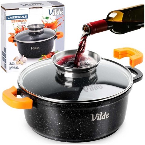 GARNEK GRANITOWY 2,1L 20cm Z POKRYWĄ Z AROMATYZEREM TERRUNA 199104