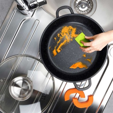 GARNEK GRANITOWY PŁASKI PATELNIA 2,1L 24cm Z POKRYWĄ Z AROMATYZEREM TERRUNA 199107