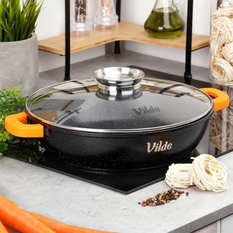 GARNEK GRANITOWY PŁASKI PATELNIA 4,7L 32cm Z POKRYWĄ Z AROMATYZEREM TERRUNA 199109