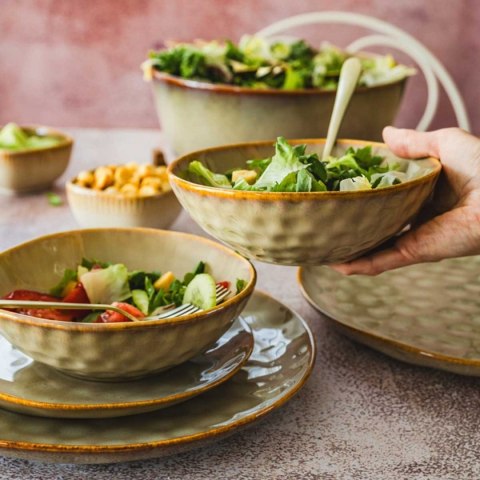 KOMPLET OBIADOWY OMBRES DLA 6 OSÓB 18 ELEM. LIGHT BROWN