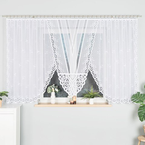 ROZALIA Firanka żakardowa gotowa, szerokość 450 x wysokość 160cm, kolor 001 biały 019370/FBL/001/450160/1