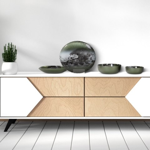 SZKLANA PATERA DEKORACYJNA SABA (01) 32X17X4 CM ZIELONY