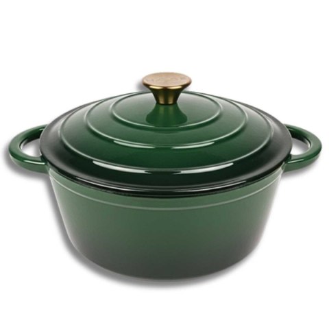 EMALIOWANY GARNEK ŻELIWNY 26cm 5L HAGE ZIELONY