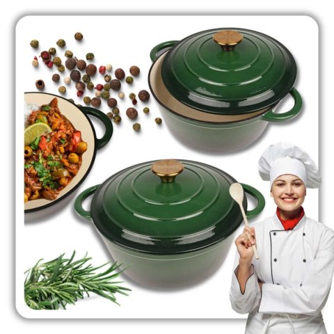 EMALIOWANY GARNEK ŻELIWNY 26cm 5L HAGE ZIELONY