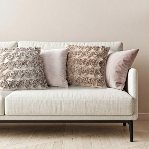 POSZEWKI ROSES 1 45 X 45 CM CIEMNOBEŻOWY