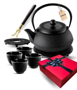 ZAPARZACZ ŻELIWNY DZBANEK CZARNY 900ml Z FILTREM i FILIŻANKAMI PREZENT