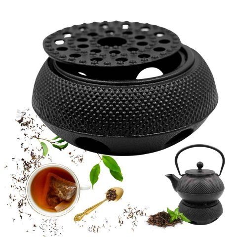 ZAPARZACZ ŻELIWNY DZBANEK CZARNY 900ml Z PODGRZEWACZEM i FILIŻANKAMI PREZENT