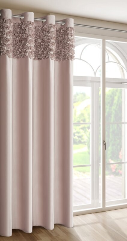 ZASŁONA GOTOWA ROSES 13 NA TAŚMIE 140 X 250 CM PUDROWY