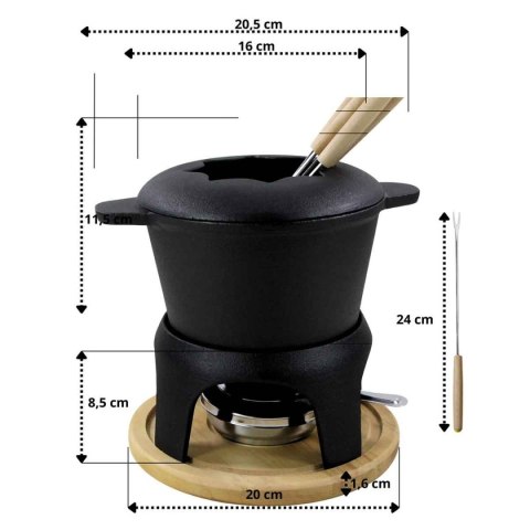 ZESTAW ŻELIWNY HAGE DO FONDUE DLA 6 OSÓB Z PODGRZEWACZEM