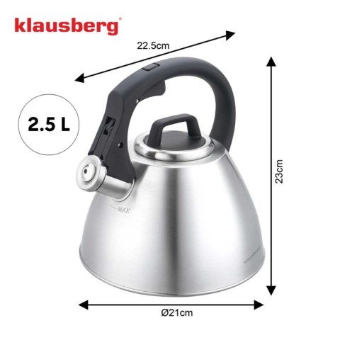 CZAJNIK STALOWY Z GWIZDKIEM 2,5L KLAUSBERG KB-7951
