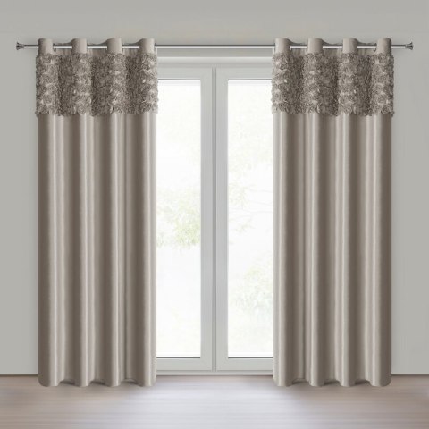 ZASŁONA GOTOWA ROSES 13 NA TAŚMIE 140 X 250 CM BEŻOWY