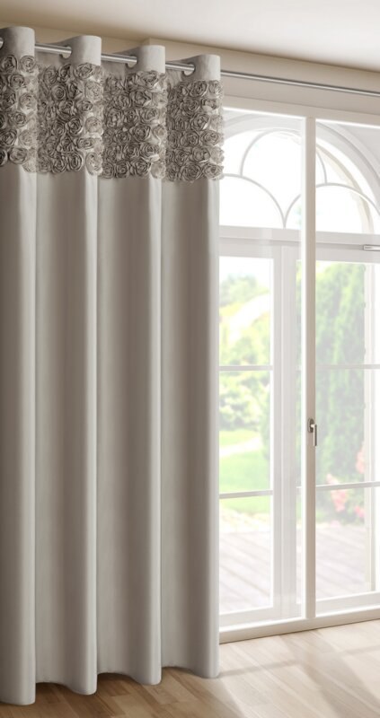 ZASŁONA GOTOWA ROSES 13 NA TAŚMIE 140 X 250 CM BEŻOWY