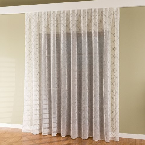 Firanka haftowana po całości z ołowianką, wysokość 280cm, kolor 002 biały z szarym 425060/OLO/002/000280/1