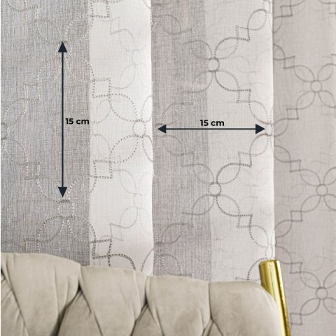 Firanka haftowana po całości z ołowianką, wysokość 280cm, kolor 002 biały z szarym 425060/OLO/002/000280/1