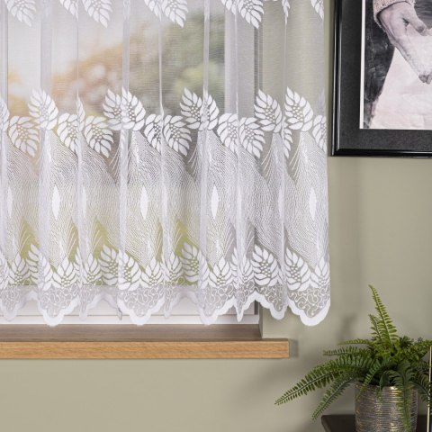 Firanka żakardowa ze wzorem pasowym, wysokość 150cm, kolor 001 biały 049365/000/001/000150/1