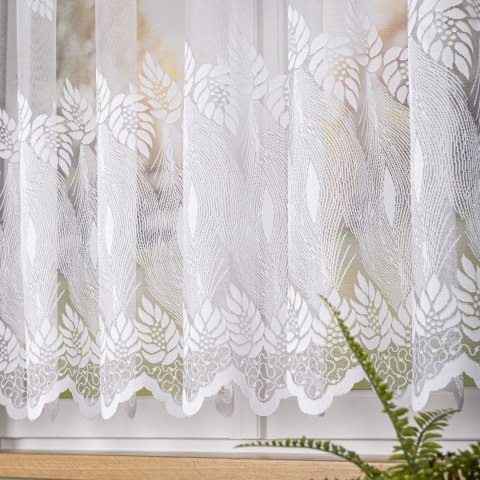 Firanka żakardowa ze wzorem pasowym, wysokość 150cm, kolor 001 biały 049365/000/001/000150/1