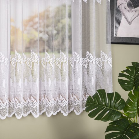 Firanka żakardowa ze wzorem pasowym, wysokość 170cm, kolor 001 biały 049365/000/001/000170/1