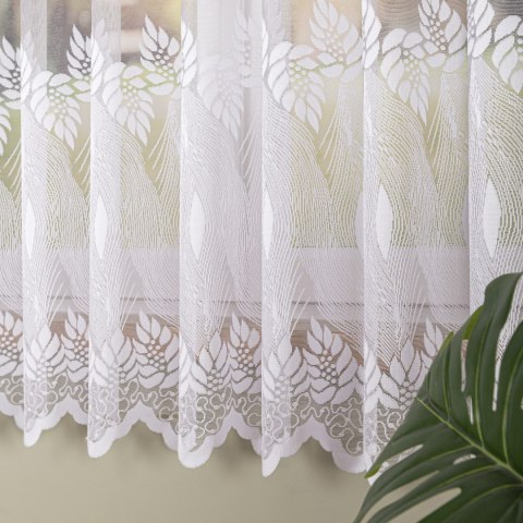 Firanka żakardowa ze wzorem pasowym, wysokość 170cm, kolor 001 biały 049365/000/001/000170/1