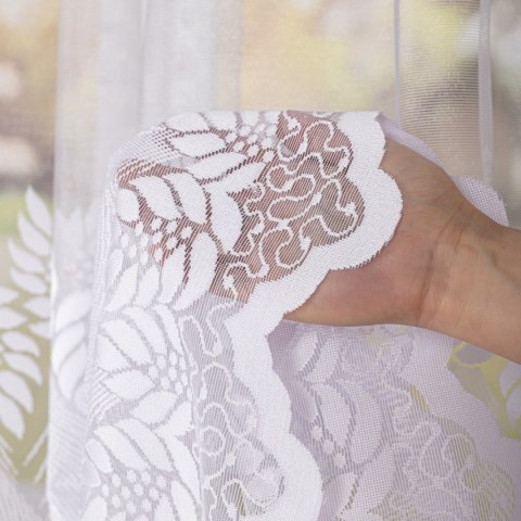 Firanka żakardowa ze wzorem pasowym, wysokość 170cm, kolor 001 biały 049365/000/001/000170/1