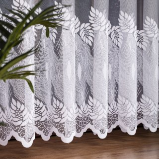 Firanka żakardowa ze wzorem pasowym, wysokość 230cm, kolor 001 biały 049365/000/001/000230/1
