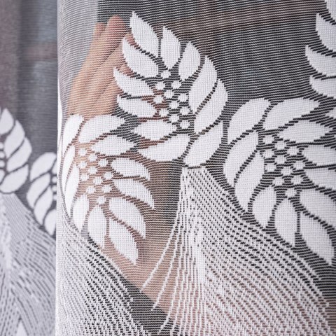 Firanka żakardowa ze wzorem pasowym, wysokość 270cm, kolor 001 biały 049365/000/001/000270/1