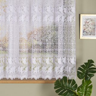 Firanka żakardowa ze wzorem po całości, wysokość 150cm, kolor 001 biały 049348/000/001/000150/1