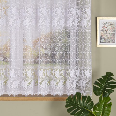 Firanka żakardowa ze wzorem po całości, wysokość 150cm, kolor 001 biały 049348/000/001/000150/1