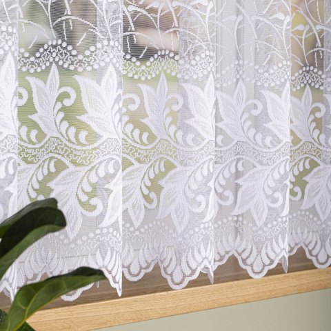 Firanka żakardowa ze wzorem po całości, wysokość 150cm, kolor 001 biały 049348/000/001/000150/1
