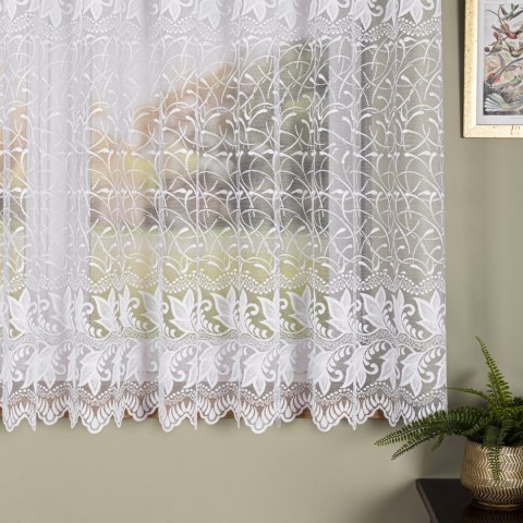 Firanka żakardowa ze wzorem po całości, wysokość 180cm, kolor 001 biały 049348/000/001/000180/1