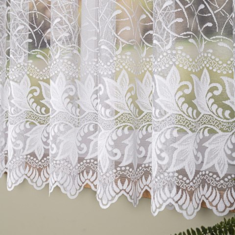 Firanka żakardowa ze wzorem po całości, wysokość 180cm, kolor 001 biały 049348/000/001/000180/1