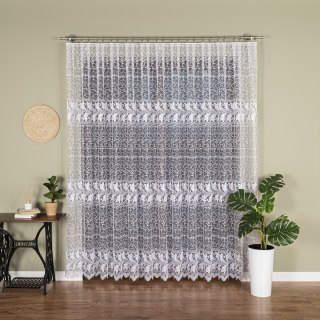 Firanka żakardowa ze wzorem po całości, wysokość 230cm, kolor 001 biały 049348/000/001/000230/1