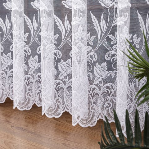 Firanka żakardowa ze wzorem po całości, wysokość 230cm, kolor 001 biały 049815/000/001/000230/1