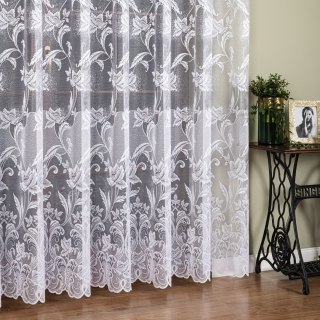 Firanka żakardowa ze wzorem po całości, wysokość 270cm, kolor 001 biały 049815/000/001/000270/1