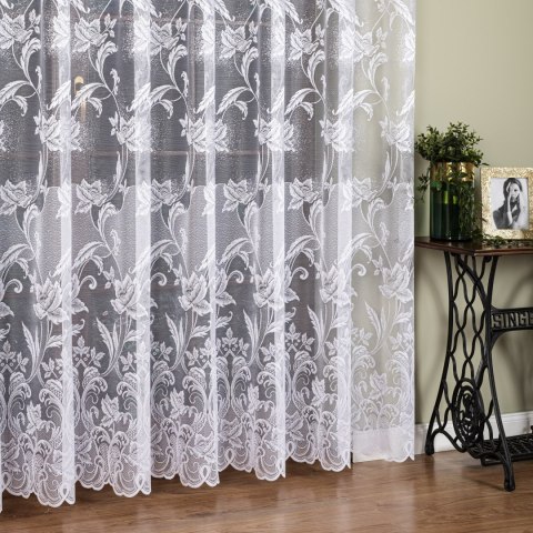 Firanka żakardowa ze wzorem po całości, wysokość 270cm, kolor 001 biały 049815/000/001/000270/1
