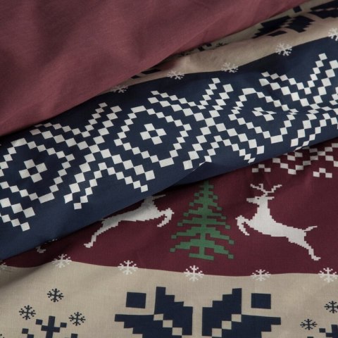 ŚWIĄTECZNY KOMPLET POŚCIELI SKANDY 160 X 200 CM GRANATOWY