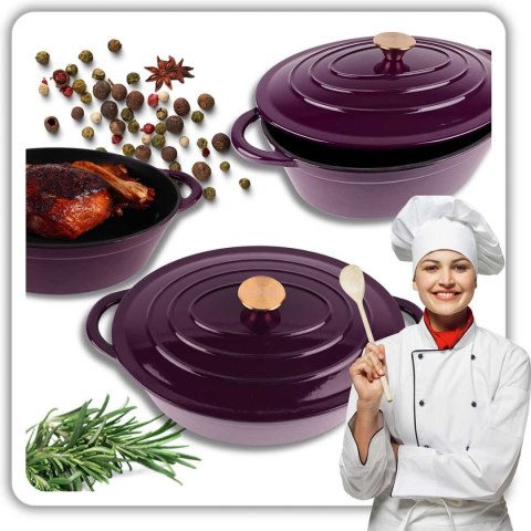 EMALIOWANA BRYTFANNA ŻELIWNA GĘSIARKA 6L HAGE EGGPLANT