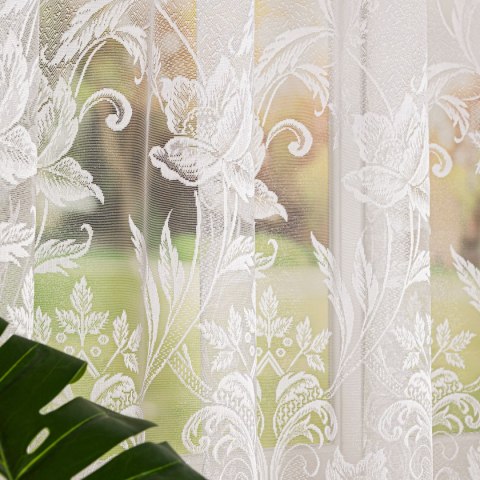 Firanka żakardowa ze wzorem po całości, wysokość 170cm, kolor 001 biały 049815/000/001/000170/1