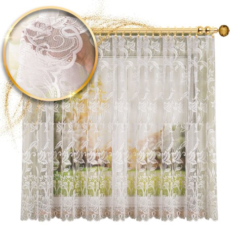 Firanka żakardowa ze wzorem po całości, wysokość 170cm, kolor 001 biały 049815/000/001/000170/1