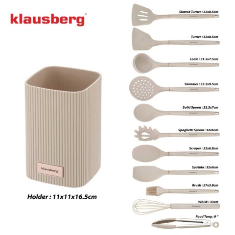 ZESTAW 12 SILIKONOWYCH PRZYBORÓW KUCHENNYCH W STOJAKU KLAUSBERG KB-9012