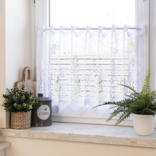 Zazdrostka żakardowa ze wzorem pasowym, wysokość 50cm, kolor 001 biały 044330/000/001/000050/1